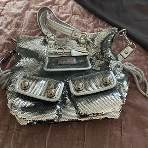 Coach Poopy Limited Edition Silver Sequin Spotlight RARE